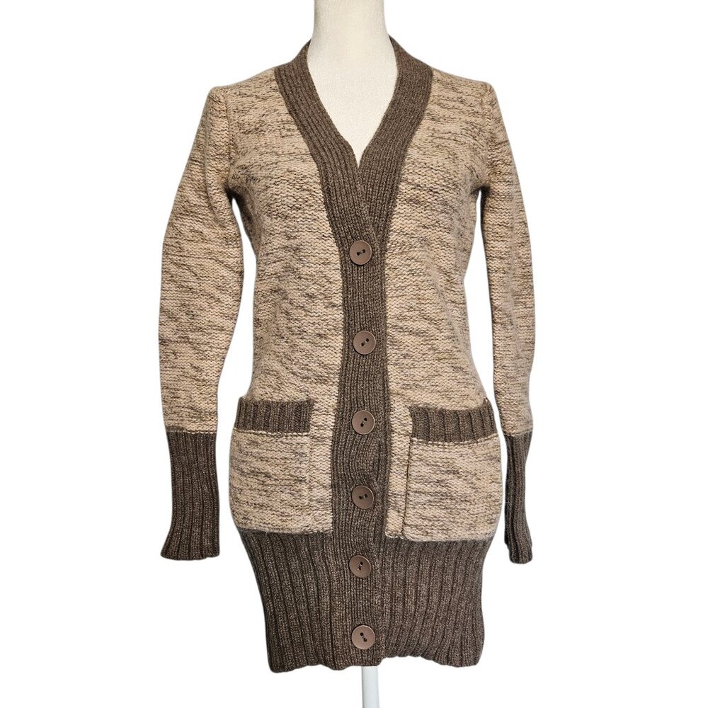 Moda International Women's Small Cardigan Sweater Lambs Wool Mohair Knit Y2K VTG
